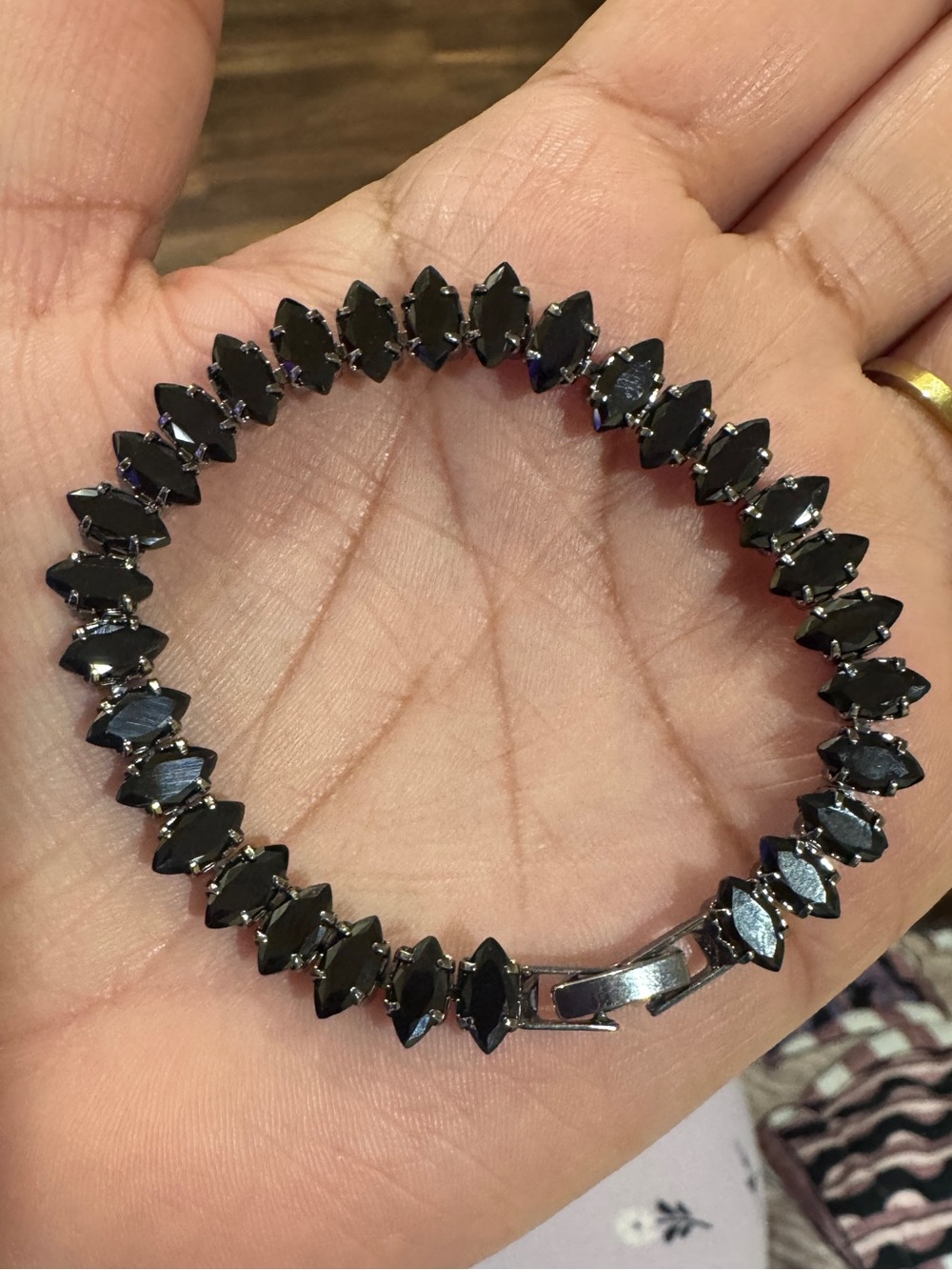 Size 6.5 Black  Crystal Tennis Bracelet - Women's Jewelry